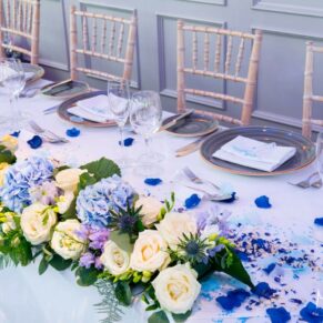 Latimer Estate wedding photos of the top table in the Cavendish Suite