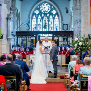 Wedding at St Mary's Church Thame - the ceremony in progress