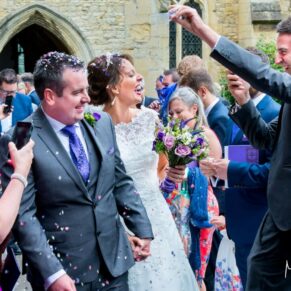Wedding at St Mary's Church Thame - the confetti aisle