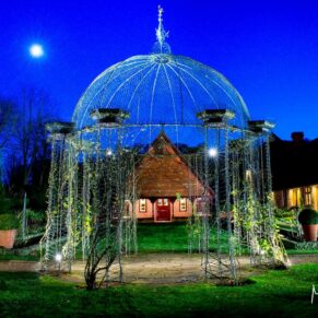 Dairy, Waddesdon Christmas wedding view at dusk