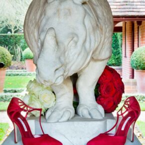 Dairy, Waddesdon Christmas wedding shoes and bouquet