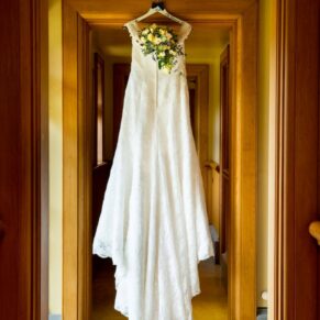 The wedding gown at this Dairy Waddesdon Spring before the wedding ceremony