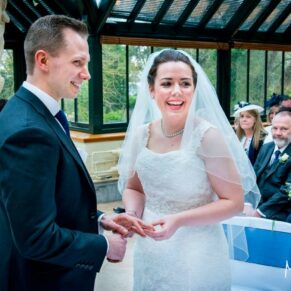 The civil ceremony in progress at Dairy Waddesdon Spring wedding