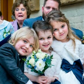 The children pose for the camera at Dairy Waddesdon Spring wedding