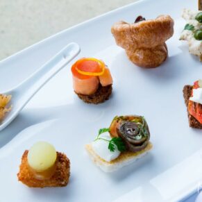 Gorgeous canapes at Dairy Waddesdon Spring wedding