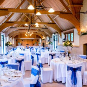 The West Hall all set for the guests at this Dairy Waddesdon Spring wedding