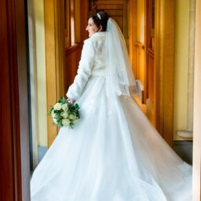 The bride at her Waddesdon Dairy Christmas wedding