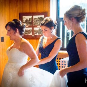 Getting ready at Waddesdon Dairy Christmas wedding