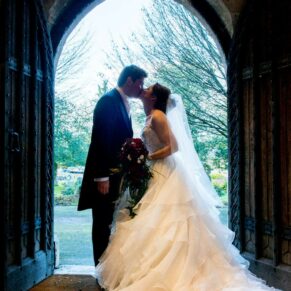 The newlyweds at their Christmas wedding at St Mary's Church Thame