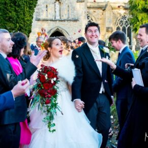 Christmas wedding at St Mary's Church Thame after the ceremony