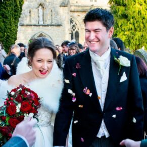 Christmas wedding confetti aisle at St Mary's Church Thame