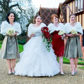 Taking a stroll at Dairy Waddesdon Christmas wedding