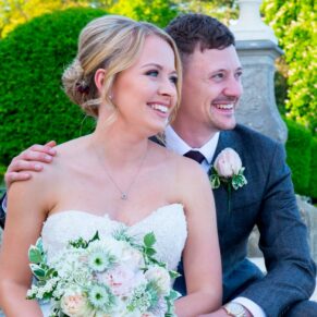 Waddesdon Manor photography shoot on the Parterre of the newlyweds sat down