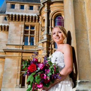 Waddesdon Manor photography shoot of the bride next to the main entrance