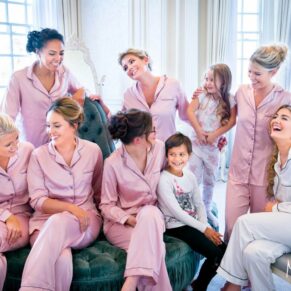 Hedsor House wedding photographs of the bridesmaids relaxing before the ceremony