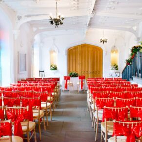 Missenden Abbey wedding blog featuring Alpana & Martin - Ceremony setup in the Garden Room