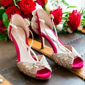 Missenden Abbey wedding blog featuring Alpana & Martin - the wedding shoes and bouquet