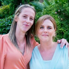 Notley Tythe Barn wedding portrait of two ladies