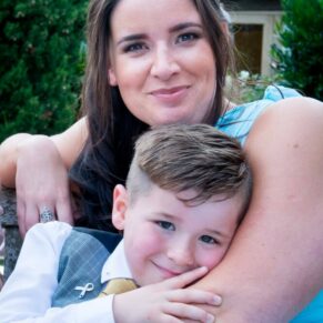 Notley Tythe Barn wedding bridesmaid with her son