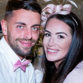 Notley Tythe Barn wedding portrait of a couple during the drinks reception