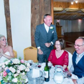 Notley Tythe Barn wedding speeches with lots of laughter