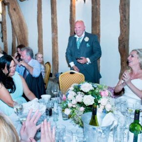 Notley Tythe Barn wedding speeches in progress