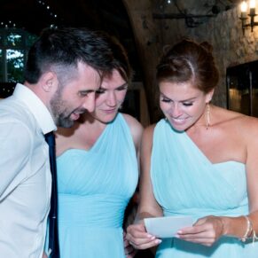 Notley Tythe Barn wedding guests inside the great barn