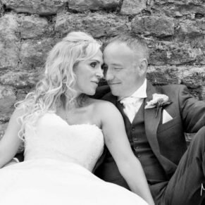 Notley Tythe Barn wedding portrait of the bride and groom
