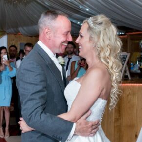 Notley Tythe Barn wedding first dance kicks off the evening's celebrations