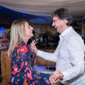 Notley Tythe Barn wedding guests on the dancefloor