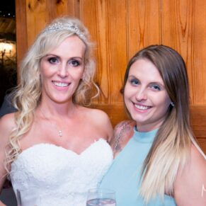 Bride and her friend at Notley Tythe Barn wedding