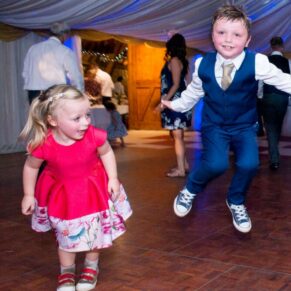 The evening reception at Notley Tythe Barn wedding
