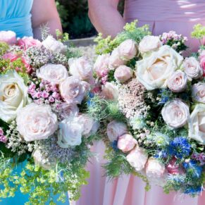 Bridesmaids flowers at Notley Tythe Barn wedding