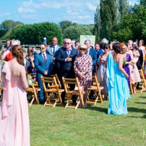 Guests at ceremony at Notley Tythe Barn wedding