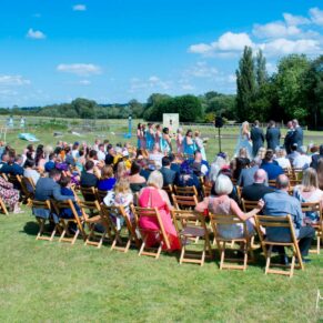 Wedding guests at Notley Tythe Barn wedding