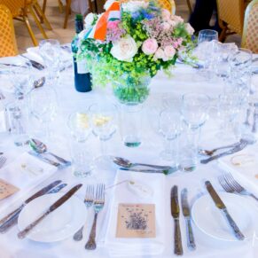 Notley Tythe Barn wedding table center pre meal