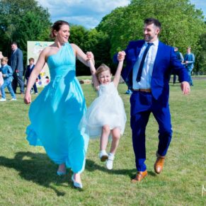 It's fun time at Notley Tythe Barn wedding