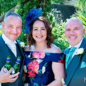 Notley Tythe Barn wedding pose on the terrace