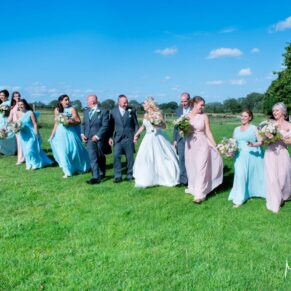 Notley Tythe Barn wedding under stunning blue skies