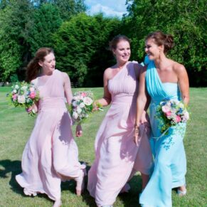 The ladies take a stroll at Notley Tythe Barn wedding