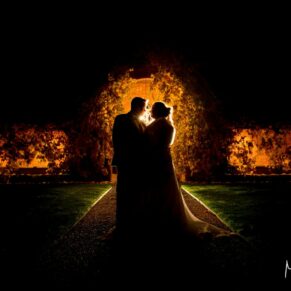 Waddesdon Dairy silhouette winter wedding photograph in the courtyard