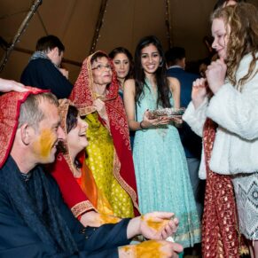 Asian wedding photography of the Buckinghamshire ceremony in full swing