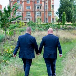 Taplow Court wedding photography of the couple and the main house