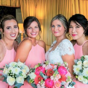 Hartwell House wedding photographs of the bride with her bridesmaids just prior to the ceremony