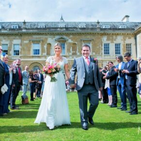 Hartwell House wedding photographs of the confetti aisle