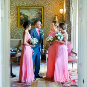 Hartwell House wedding photographs through the doorway in the main house