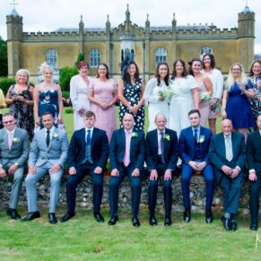 Missenden Abbey wedding group pose captured on the haha