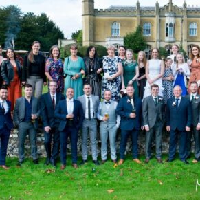 Missenden Abbey wedding group pictures on the haha
