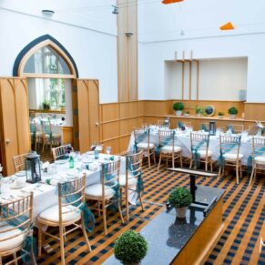 Missenden Abbey wedding pictures of the wedding breakfast setup