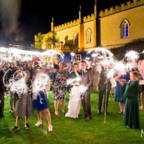 Missenden Abbey wedding pictures of the evening's sparklers